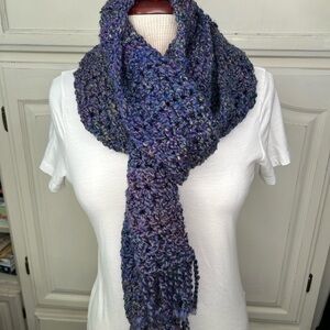 Cozy Blue and Purple Knit Scarf